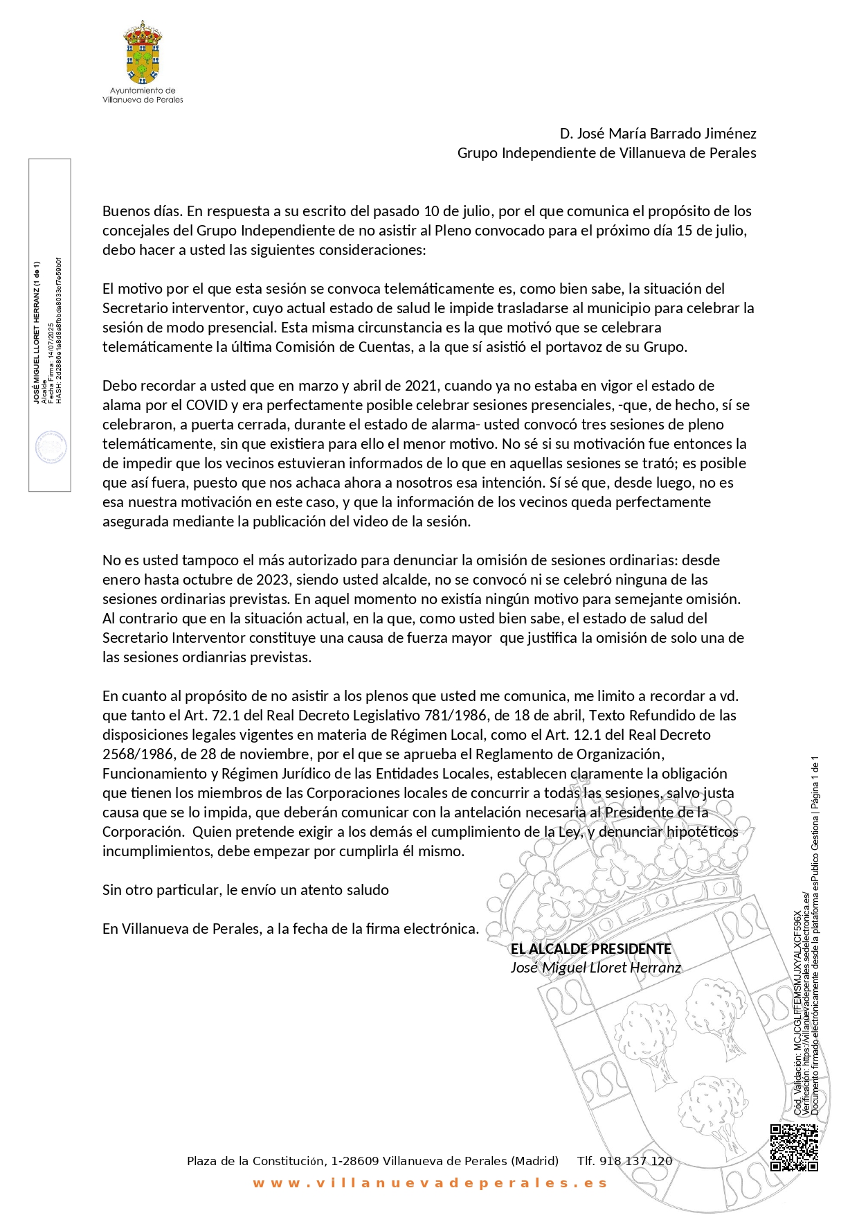 Respuesta alegaciones pleno 15 julio. Alcalde