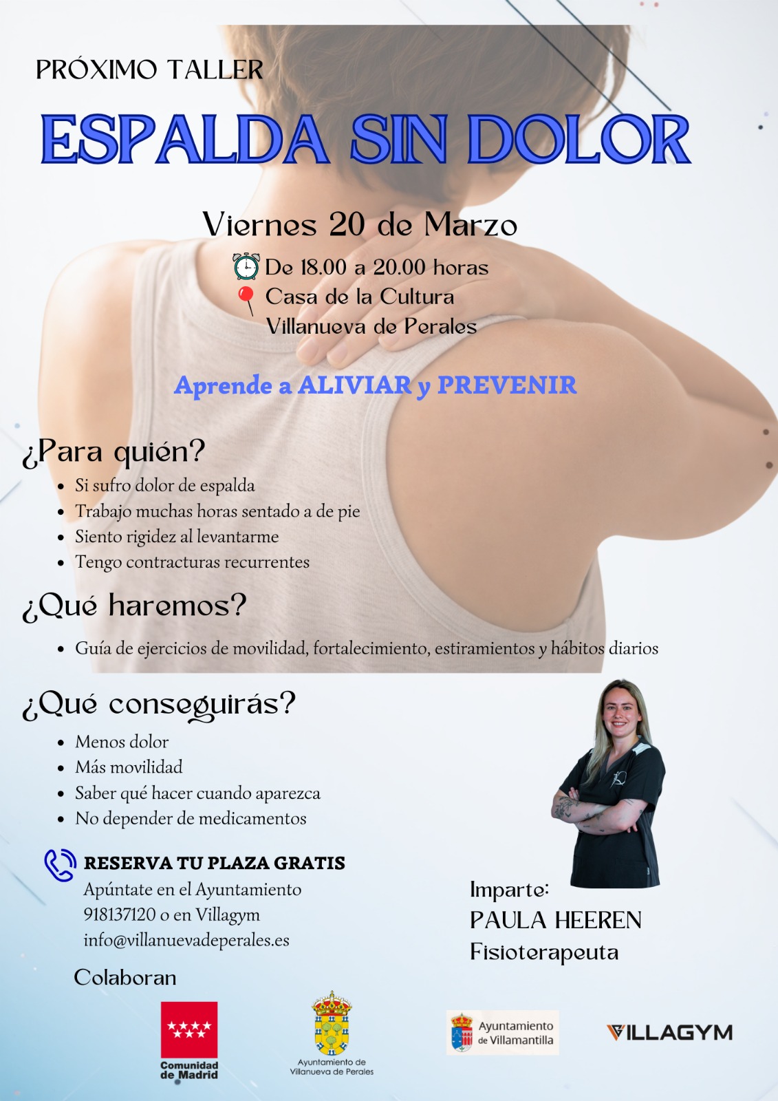 Nuevo taller: Espalda sin dolor